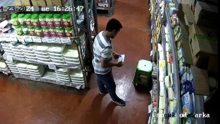 Şanlıurfa’da Marketten Kaşar Peyniri Çalan Şüpheli Güvenlik Kamerasına Yansıdı